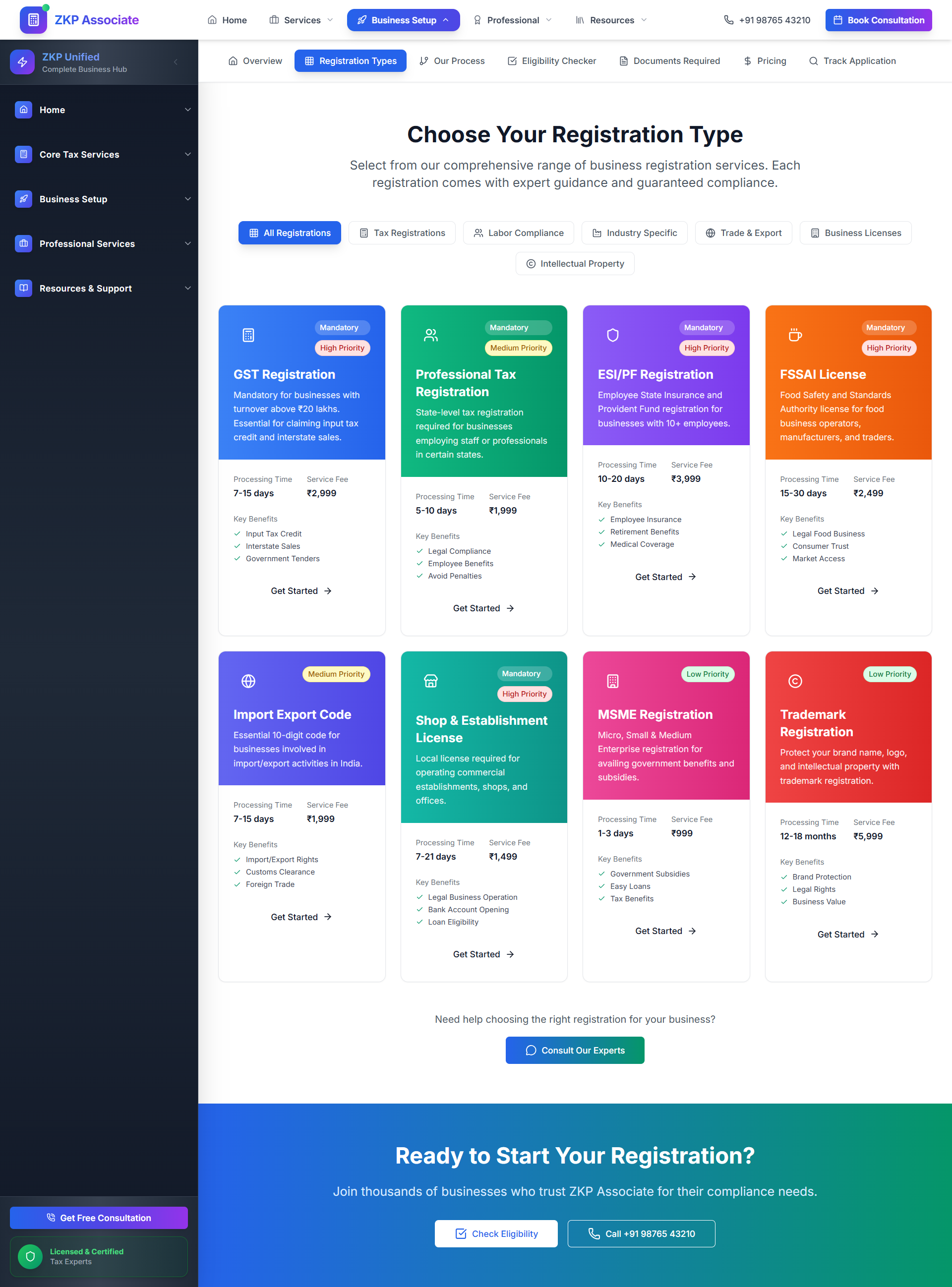 ZKP Associate – Comprehensive Tax & Business Services Platform